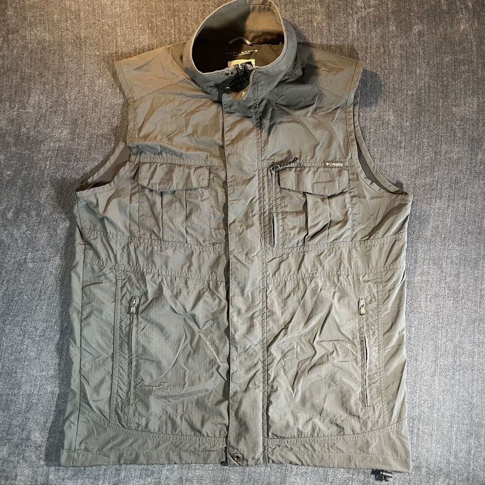 Columbia Utility Vest Men’s Medium Silver Ridge Hiking Fishing Cargo Pockets